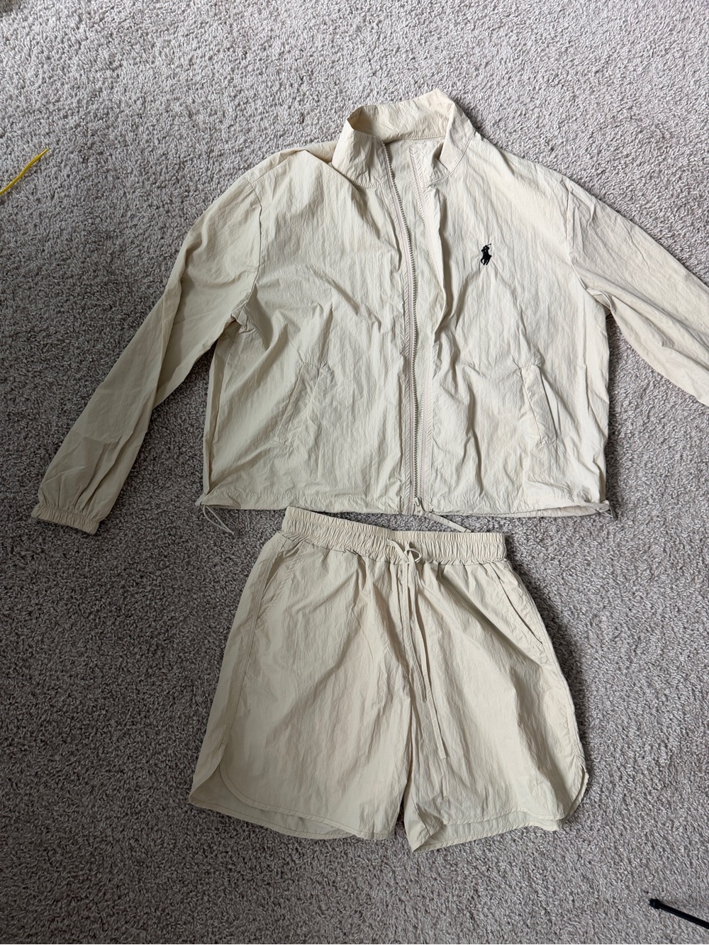 Unbranded Cream Windbreaker Jacket & Shorts Set